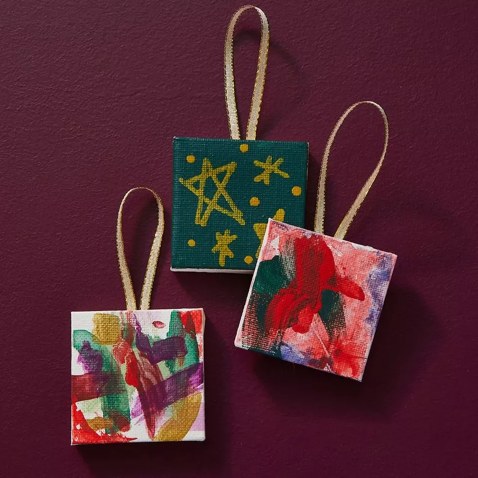 christmas crafts diy at home mini canvas ornaments image