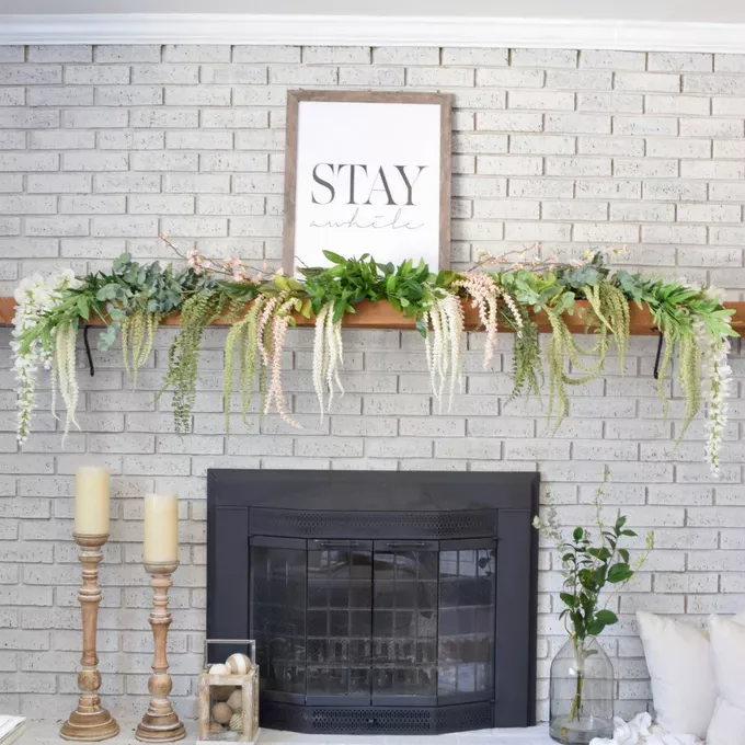 easter fireplace decor ideas floral garland
