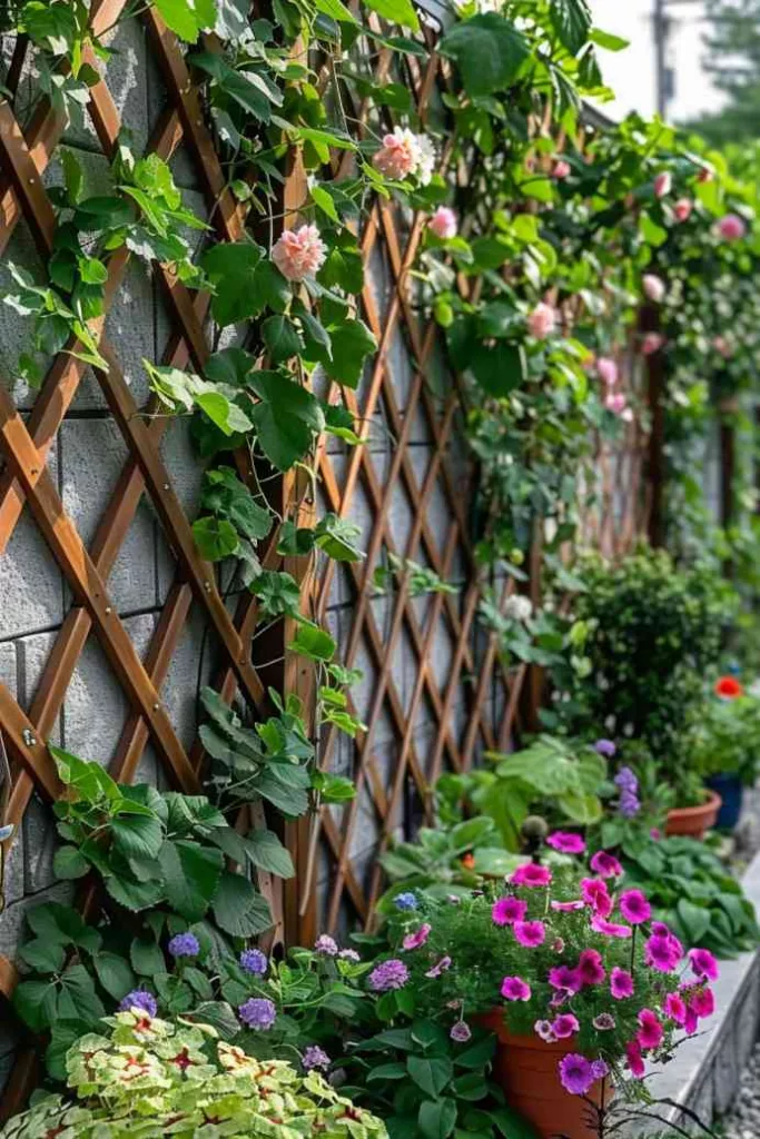 image trellis with plants Small Patio Decor Ideas