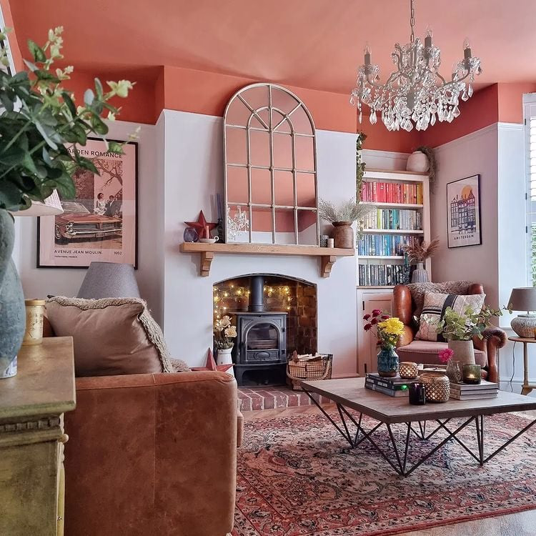 mirror used to spread natural light over a small living room