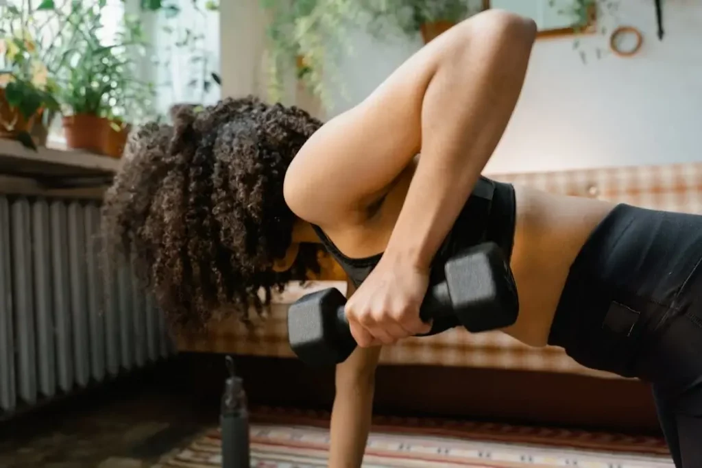 lady working out in a small space