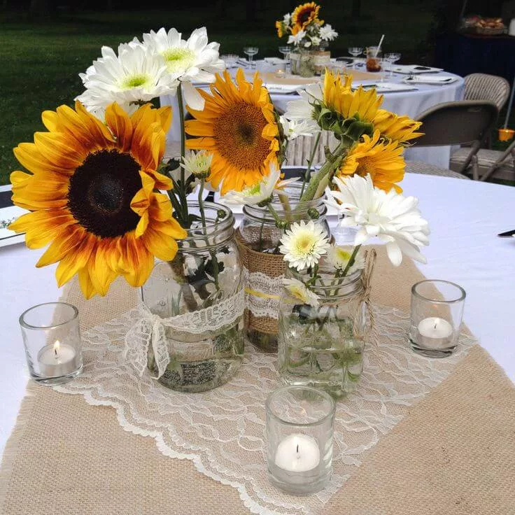 sunflower and daisies dining table decor