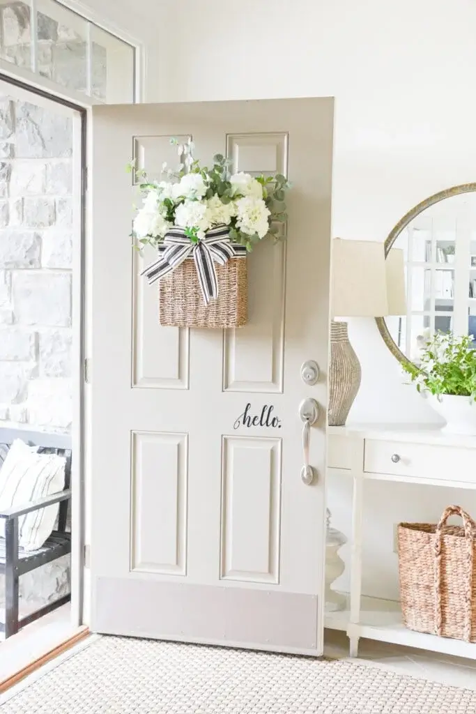 basket with summer flowers for contemporary door ideas
