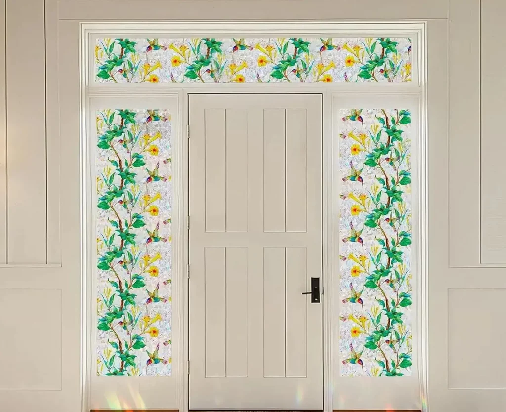 vinyl window stickers as summer front door decor