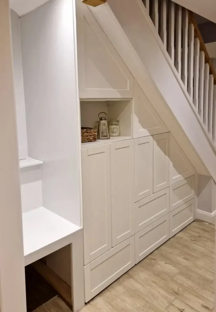 Diy under stair storage using ikea cabinets