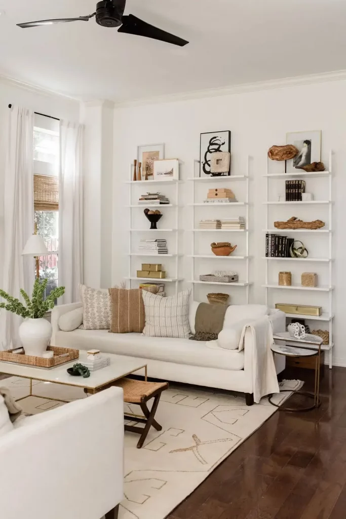 renter friendly option for soundproofing by lining walls with shelves