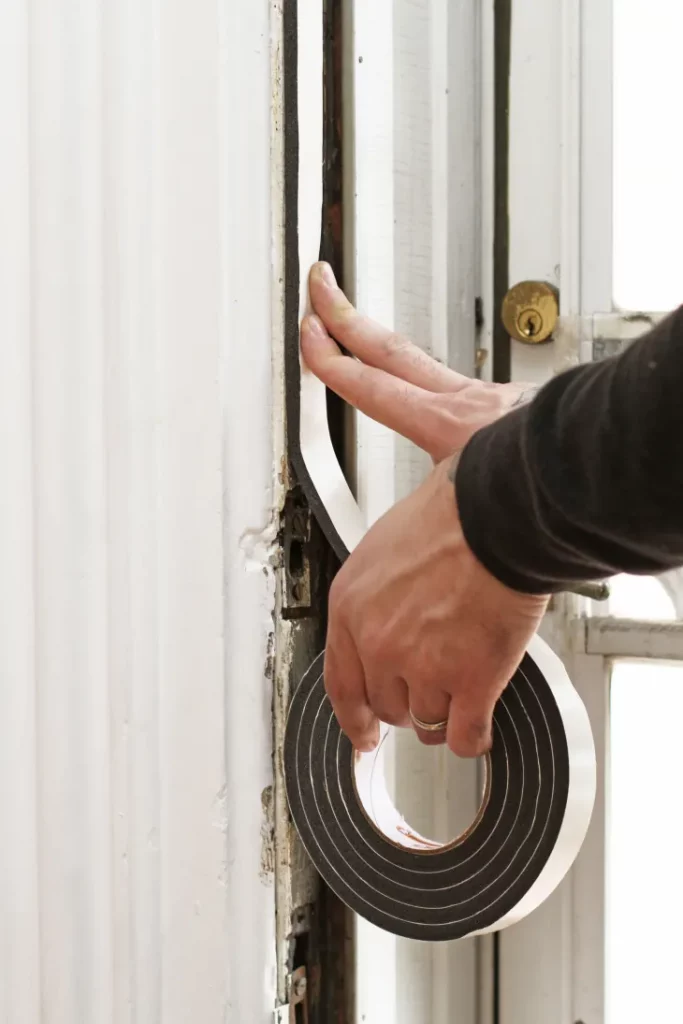 window stripping tape to stop noise from entering through gaps in windows and doors
