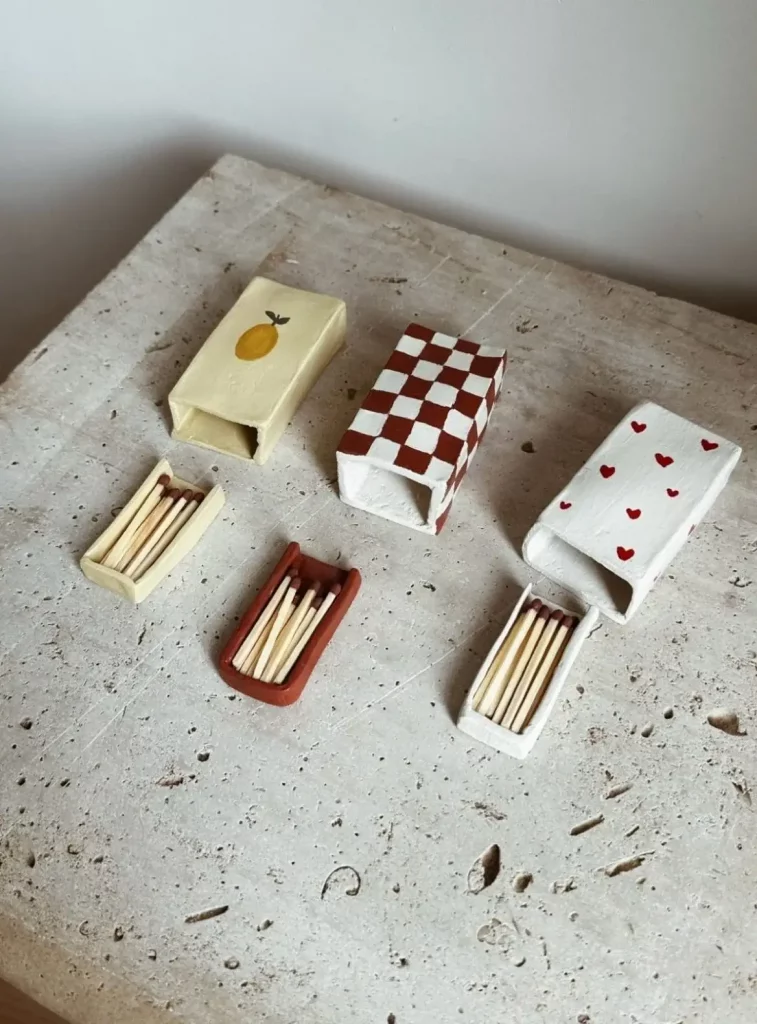 A handmade decorative clay matchbox, a unique and useful handmade craft.
