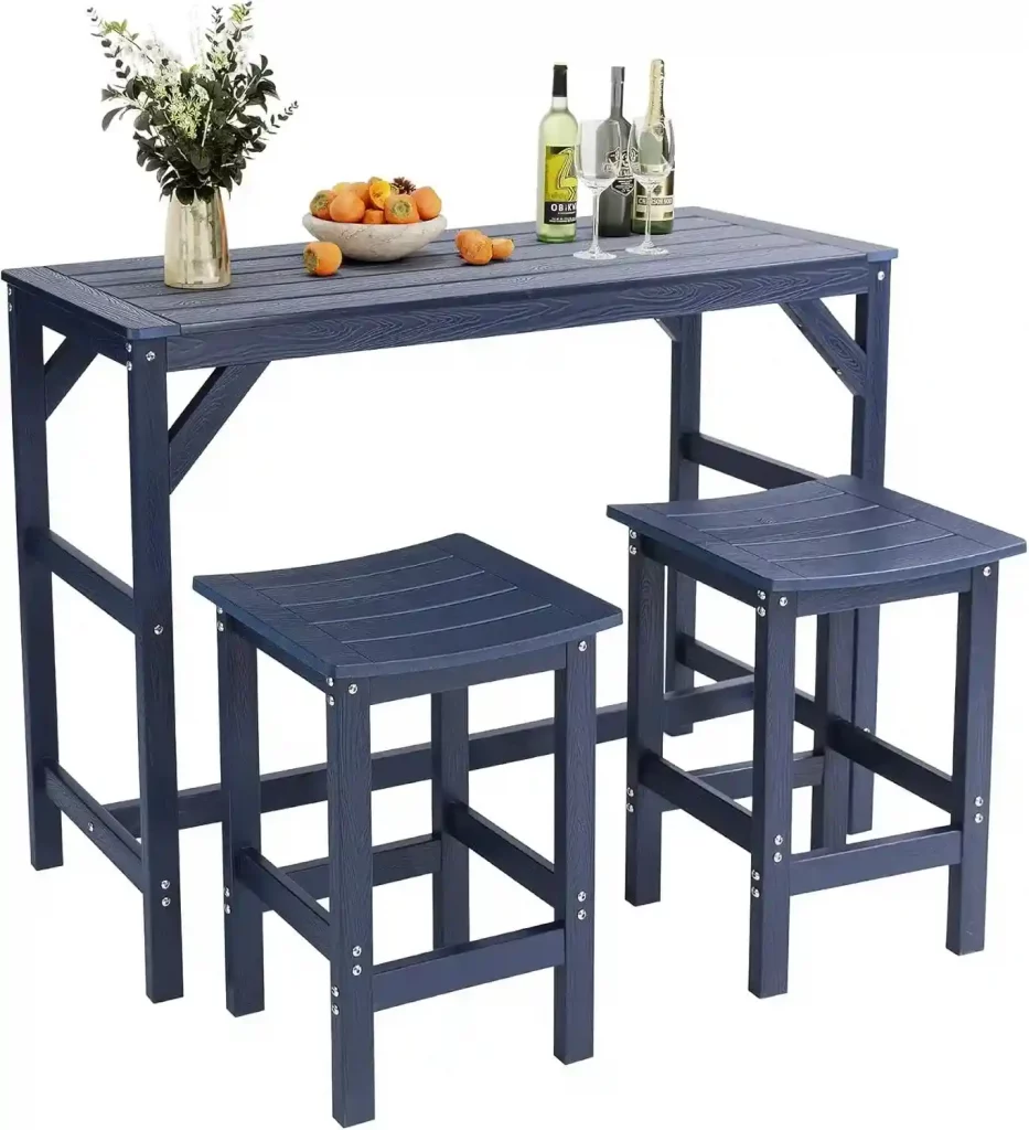 Tall Modern Balcony Table for Outdoor Dining with a View