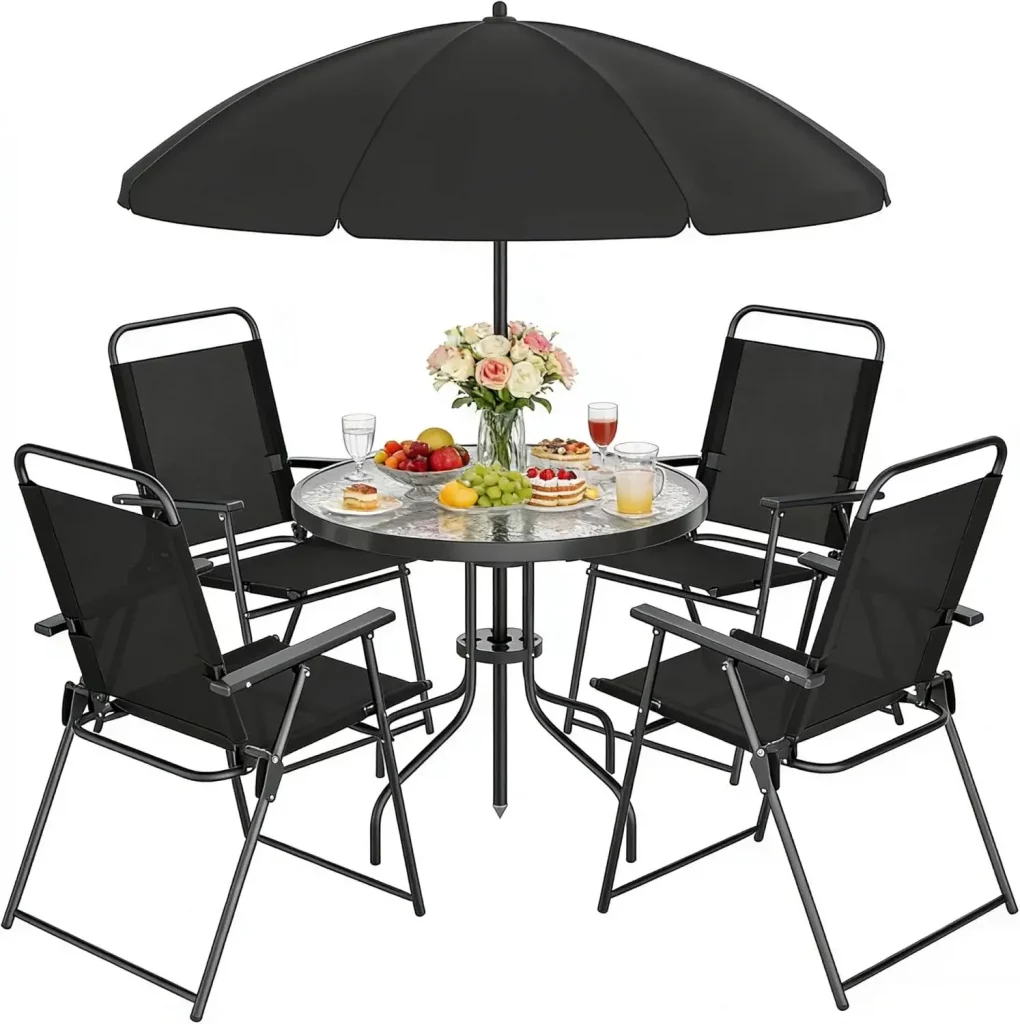 Complete Modern Glass Top Balcony Table Set
