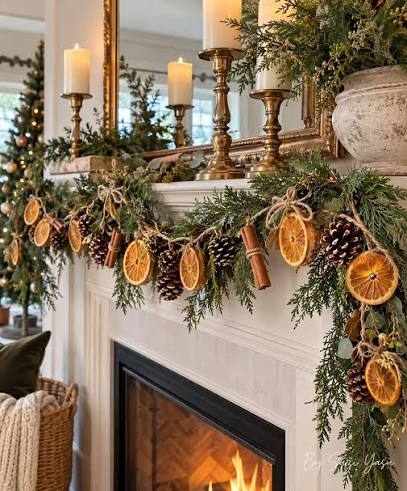 learn how to make orange garland with pinecones and cinnamon.
